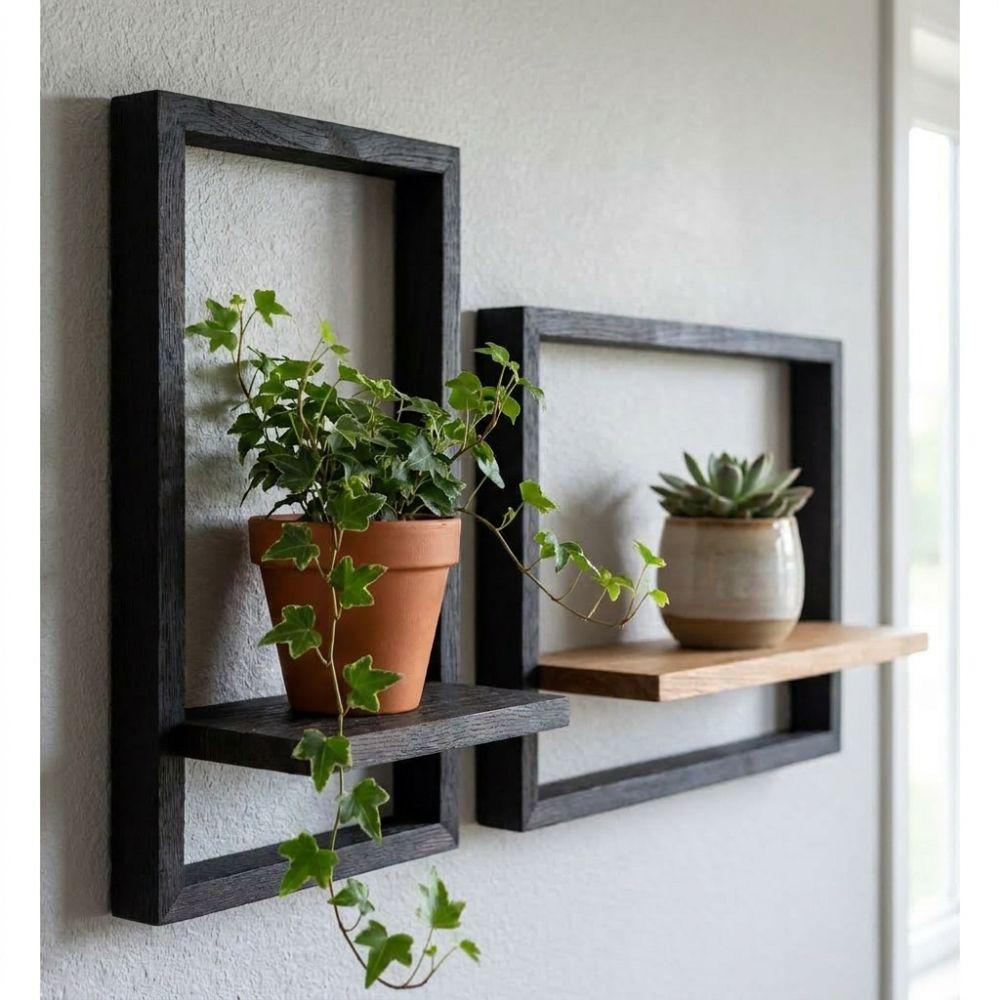 Wooden Wall Plant Shelf Strong Load-bearing Indoor Plant Stand Plant Display Rack Bedroom