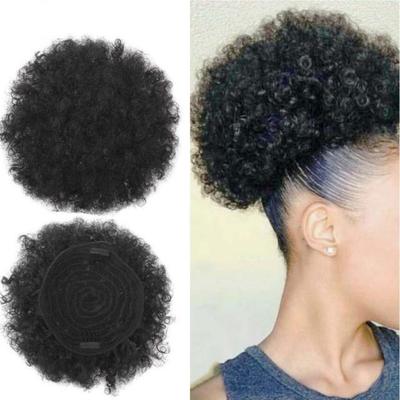 Afro Puff Ponytail Drawstring Chignon Hairpiece Short Synthetic Kinky Curly Fake Hair Bun