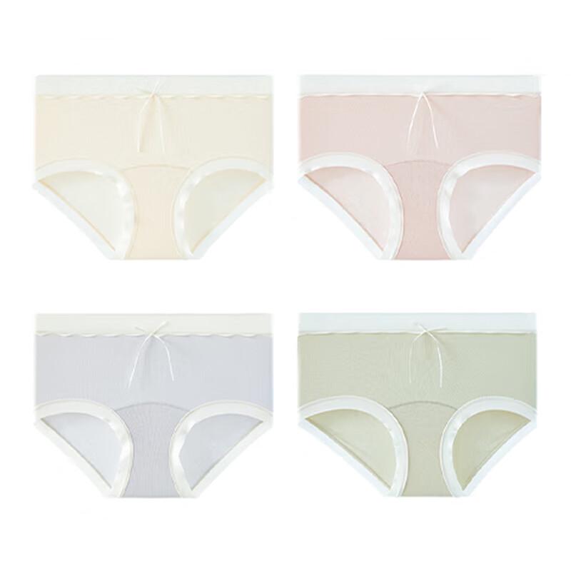 Yalu Women's Ice Silk Seamless Mid-Waist Briefs 4-Pack