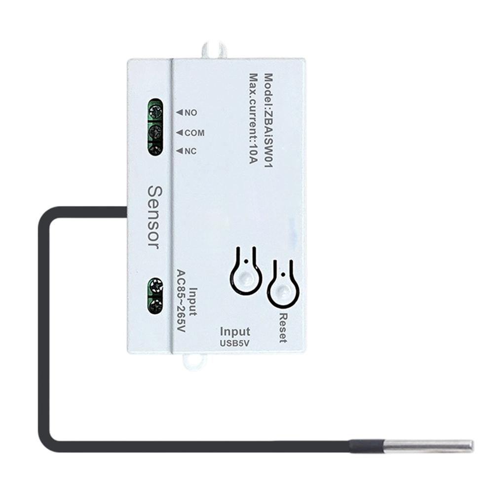 For Zigbee- Temp Control Switch AC85-265V Input Dry Contact 10A Load Waterproof Sensor Wireless Monitor For Greenhouse Incubator