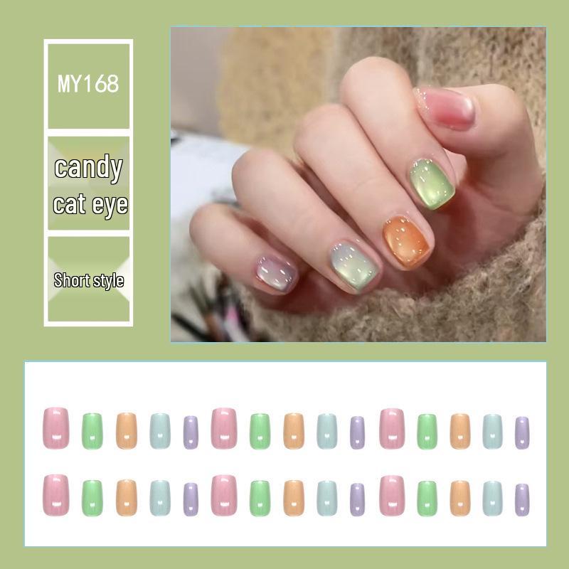 Chasing Light Cat's Eye Crystal Nails: Handmade, Detachable, Flash Diamond Design for Trendy, Stylish Looks.
