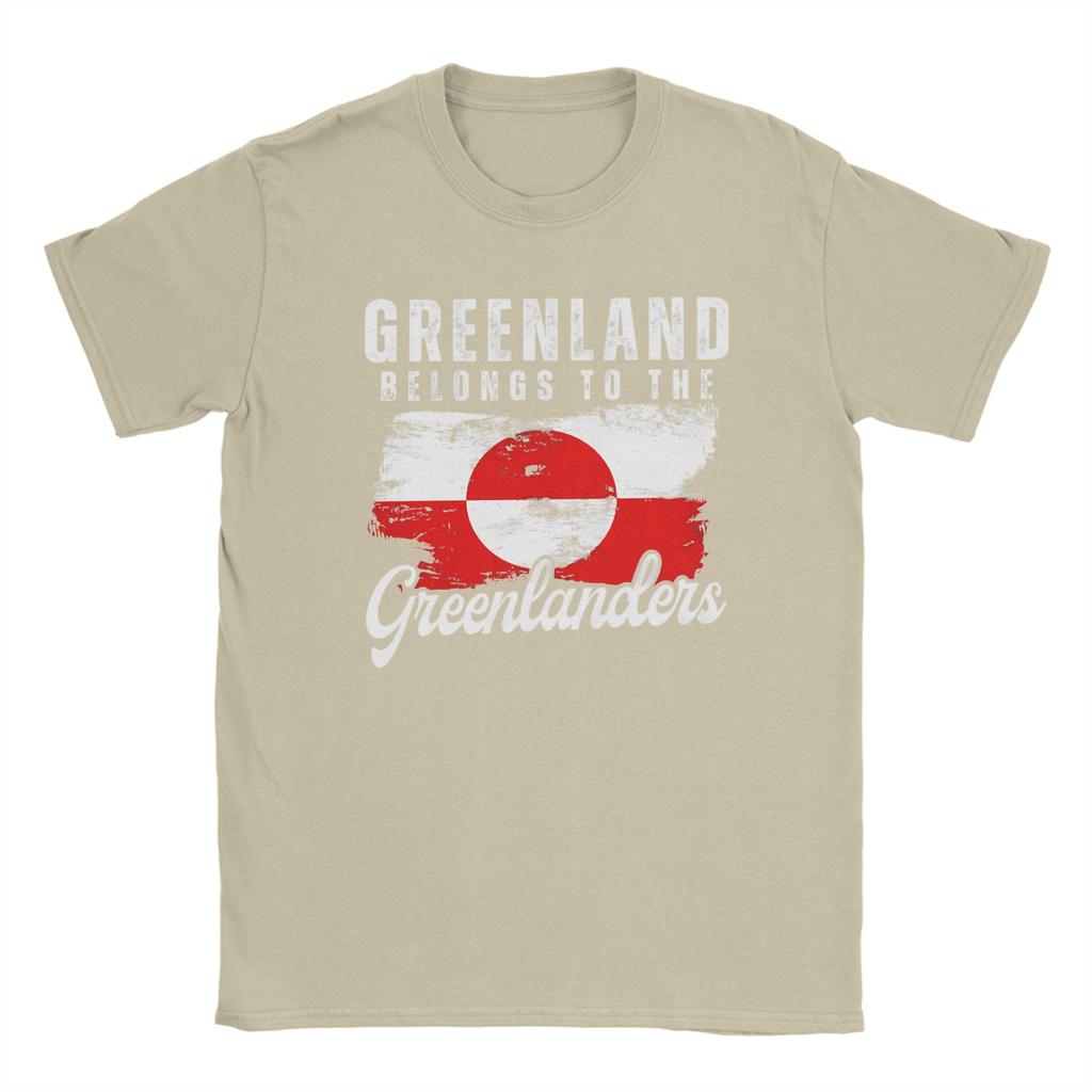 Mens Greenland Flag  T Shirt  Pure Cotton Clothes Funny Short Sleeve Crewneck Tees Original TShirt