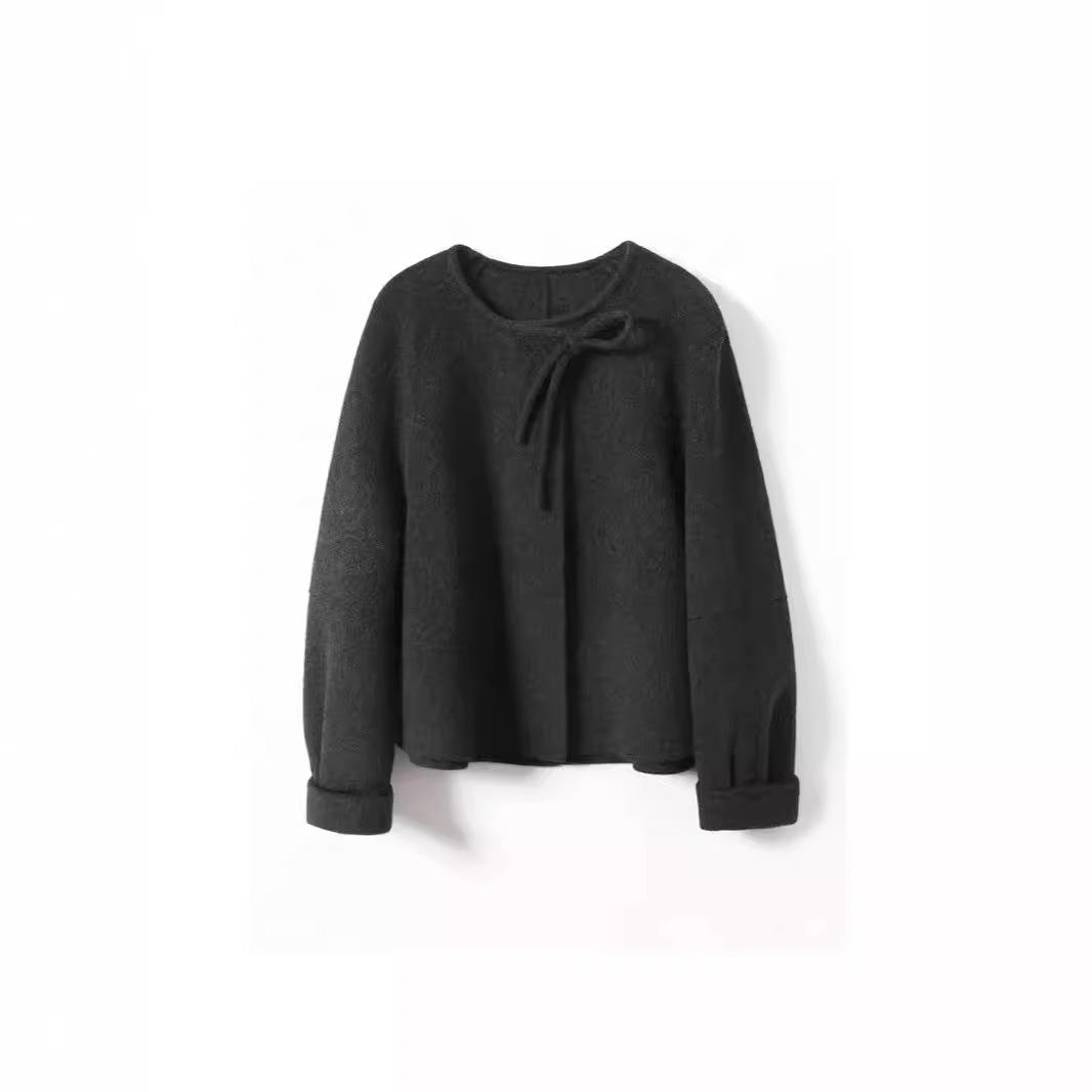 

Женское короткое двустороннее пальто из флисовой шерсти, новое высококачественное шерстяное пальто для женщин, маленькое M темно-серого