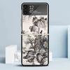 Chinese Style ink Painting Art Black Cover for Samsung Galaxy Z Flip 7 6 5 4 3 5G Phone Case Flip7 Flip6 Flip5 Flip4 Flip3 Patte