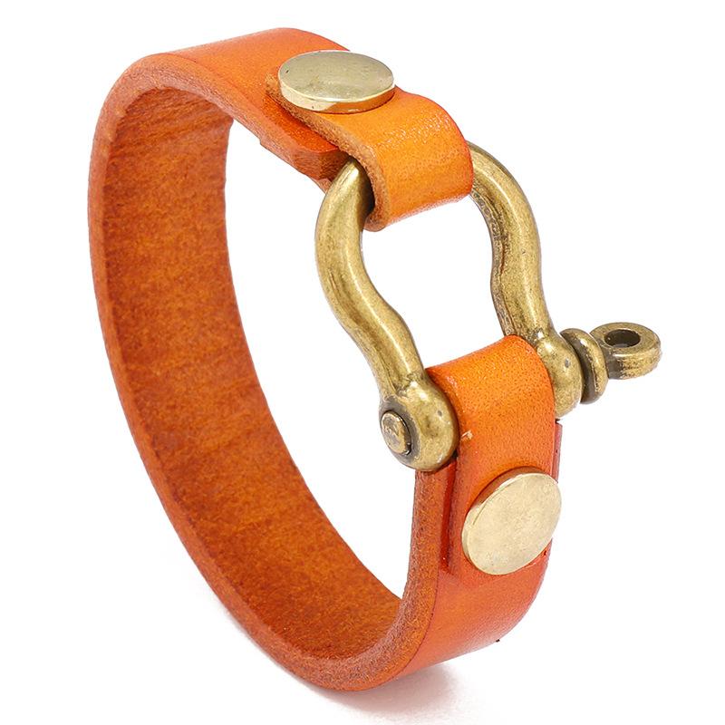 Vintage Punk Herren Echtes Lederarmband Breites Schwarzes/Braunes Manschetten-Wrap-Armbänder Unisex Schmuck Geschenk beige