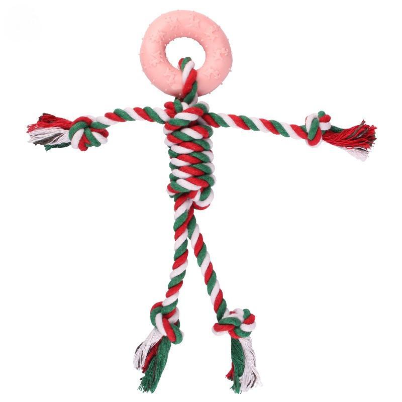 

Christmas Style TPR+cotton Rope Chew Toydesigned for Dogswith Strongbiting Powersuitable for Dogs Aged 2-12 Month Indoor Andoutdoor Teeth Cleaning Toy горячий розовый