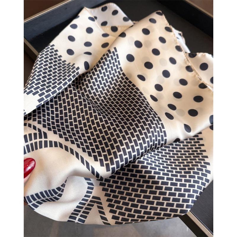 Women S Polka Dot Printed Silk Like Square Scarf For Summer