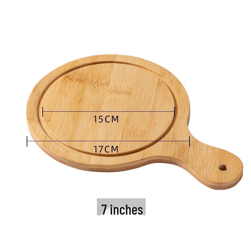 Round Bamboo Wooden Tray: Pizza, Bread, Sushi, Cake, Steak Serving Plate.