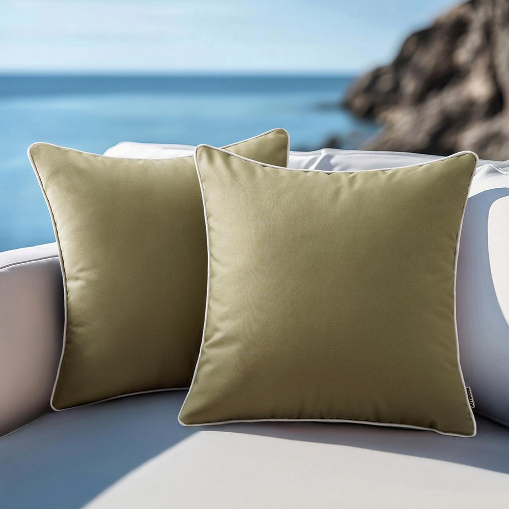 

Waterproof Outdoor Pillow Case White Piping Contrast Color Garden Courtyard Rattan Chair Cushion Pillow Chair Waist Pillow 50 * 50cm without core