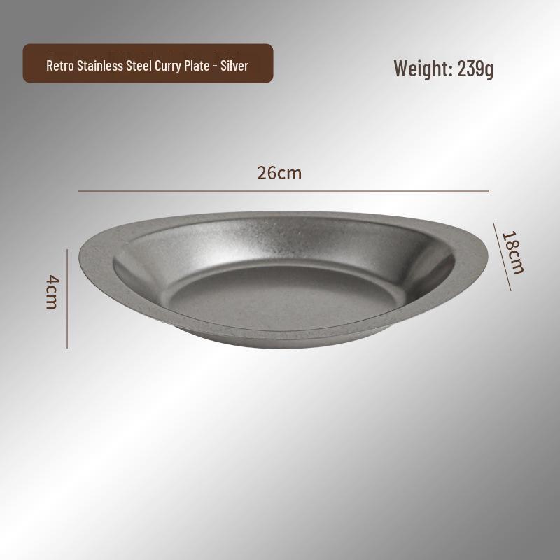 Gold Retro Stainless Steel Boat-Shaped Deep Plate for Snacks, Fruit, Salad, or Curry