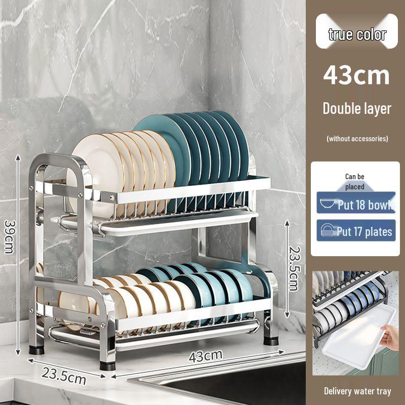 304 Stainless Steel Multi-functional Dish Drying Rack for Plates and Bowls
