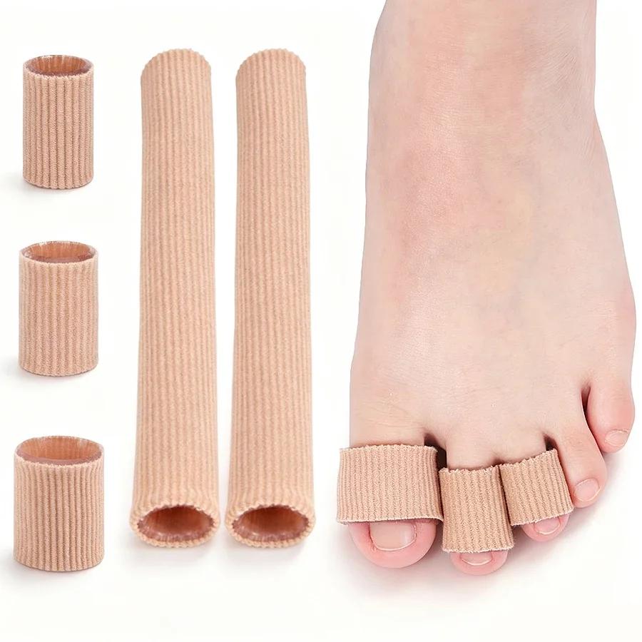 Soft Fabric Silicone Toe Sleeves Breathable Gel Protector Tubes Corn Blister Cushion Toe Separators for Foot Care