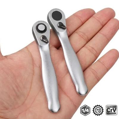 72 Teeth Mini Ratchet Wrench Quick Release Square Drive Head 1/4 Drive Ratchet Handle Wrench Socket or Bit Holder