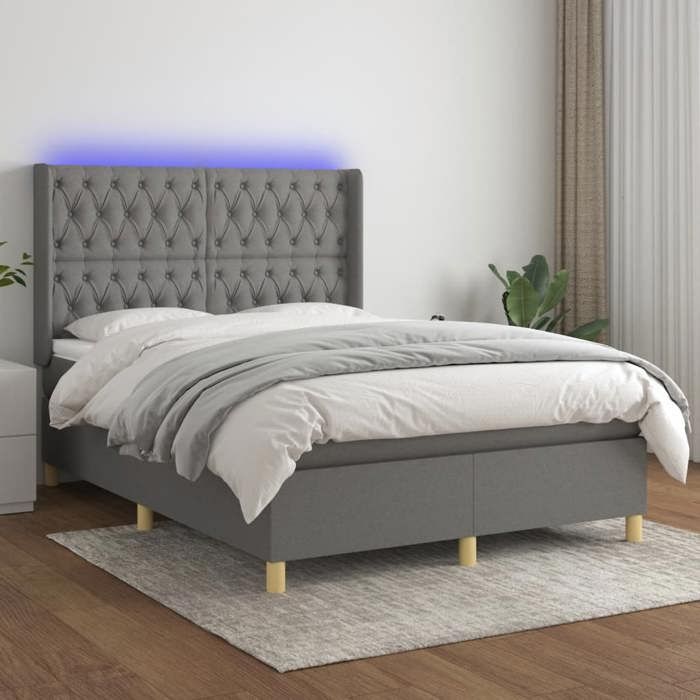 VidaXL Sommier à Lattes de Lit avec Matelas et LED, Lit Rembourré, Lit Double, Lit Adulte de Chambre à Coucher Intérieur, 3139118