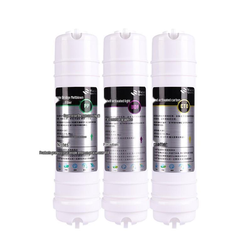 10-Inch Water Purifier Filter Set: Pre-Three Stage Korean Quick Connect Filters with PP Cotton, Granular Activated Carbon, and Compressed Carbon