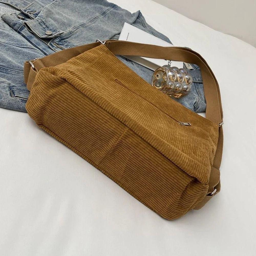 Korean Style Multifunctional Shoulder Bag Elegan Crossbody Bag Corduroy Tote Bag  Portable