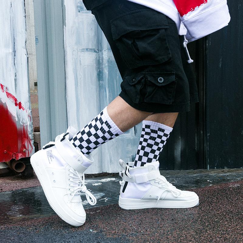 Korea Harajuku Móda Kostkované Ponožky Streetová Móda Sportovní Potisk Skateboardové Ponožky Hip Hop Geometrická Šachovnice Hip Hopové Ponožky