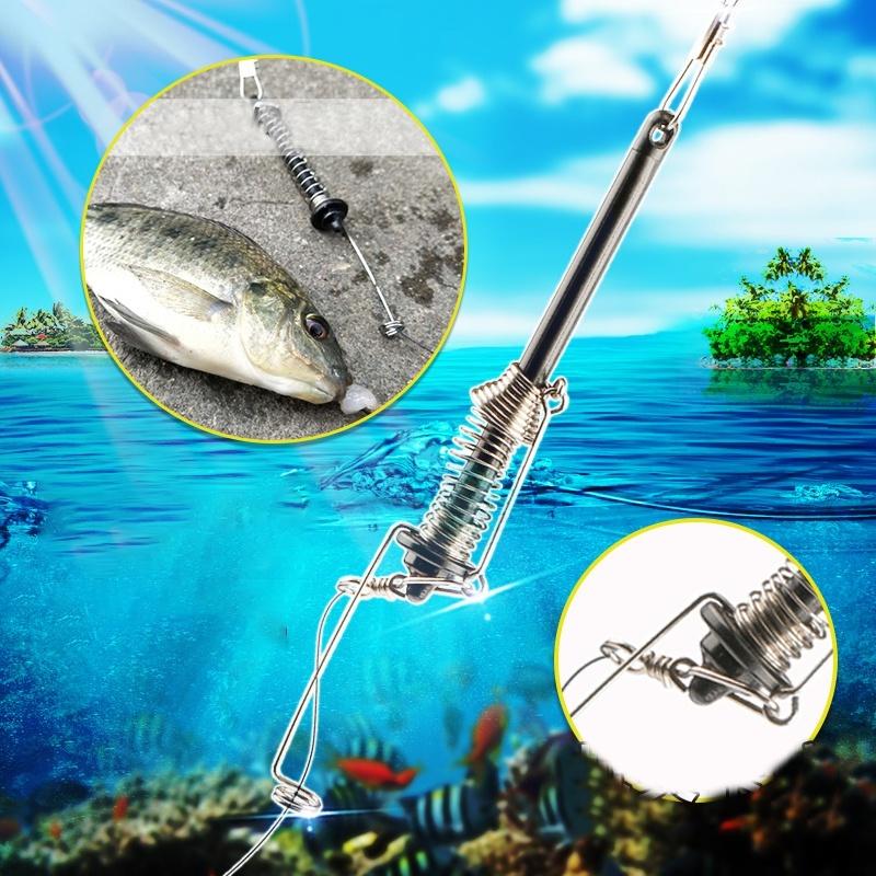 1pcs Automatic Fishing Hook Spring Ejection Fishhook Fishing Device All The Water Fish Fast Catch Tool Set