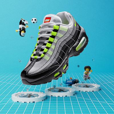 Kids' Sneakers Nike Air Max 95 LEGO Neon (PS) Black/Dark Smoke Grey/Smoke Grey/Metallic Silver