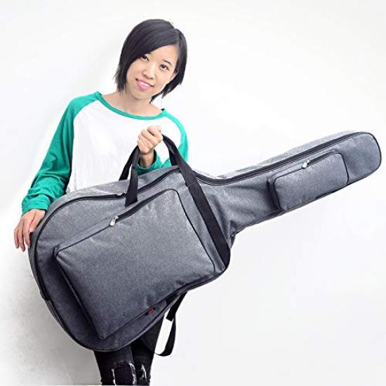 Jumbo Guitar Gig Fits and Guitars with 12mm Foam Bag, Backpack-Style, 42- 43-inch (Jumbo Type), Filling, (Gray)