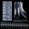 150pcs Coffin Shape Sandwich Nail Forms Natural Clear with Auxiliary Line Double-Sided Fake Nails Clear Extension Almond Shape