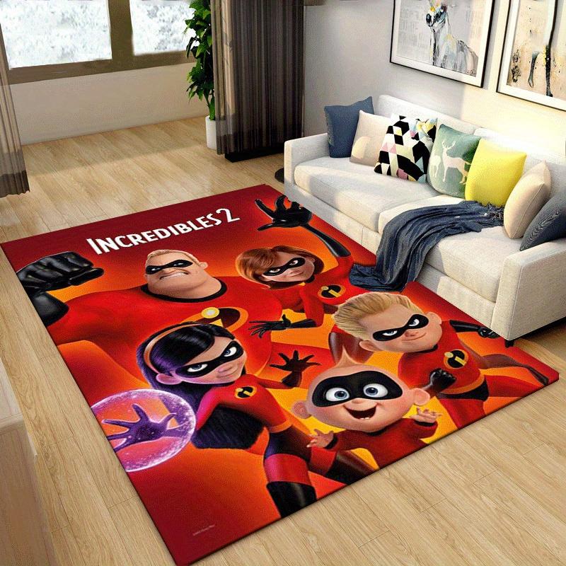 1pc The Incredibles Pattern Area Rug Soft Flannel Floor Mat for Living Room,Office,Bedroom and Carpet,Sofa Coffee Table Floor Mat