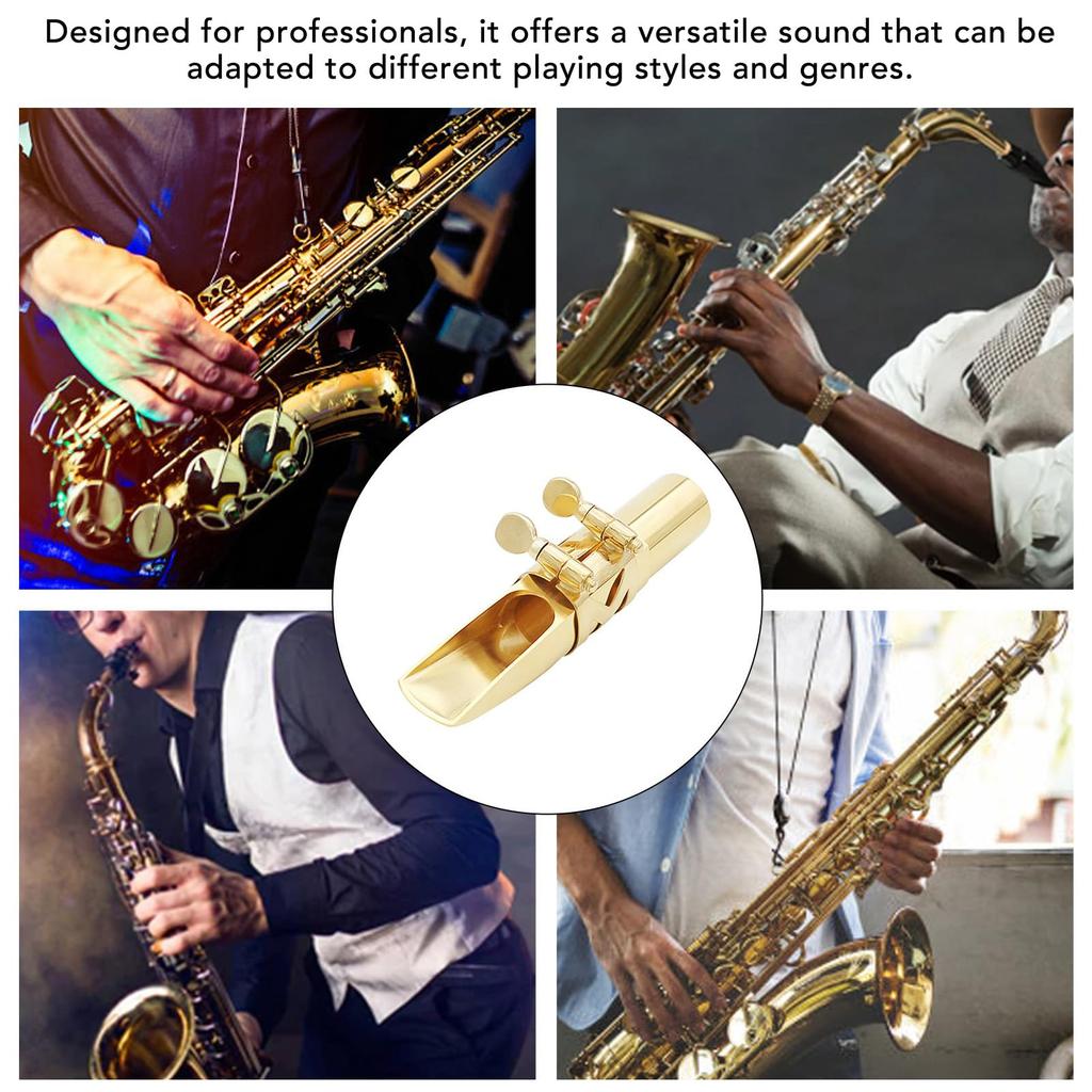 J-ouuo Alto Saxophone Mouthpiece, Gold-Colored Metal Multifunctional Saxophone Mouthpiece Kit for Practice (6C)