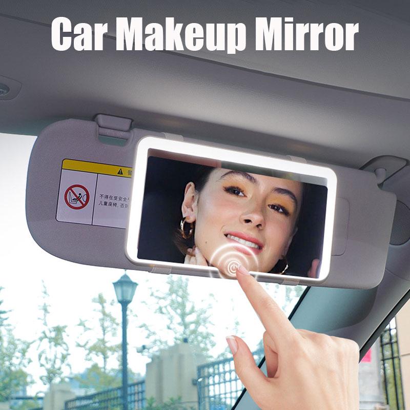 Auto-Innenspiegel, Sonnenblendenplatte, LED-HD-Schminkspiegel für Mädchen und Frauen, wiederaufladbares Fülllicht, universeller dünner Kosmetikspiegel