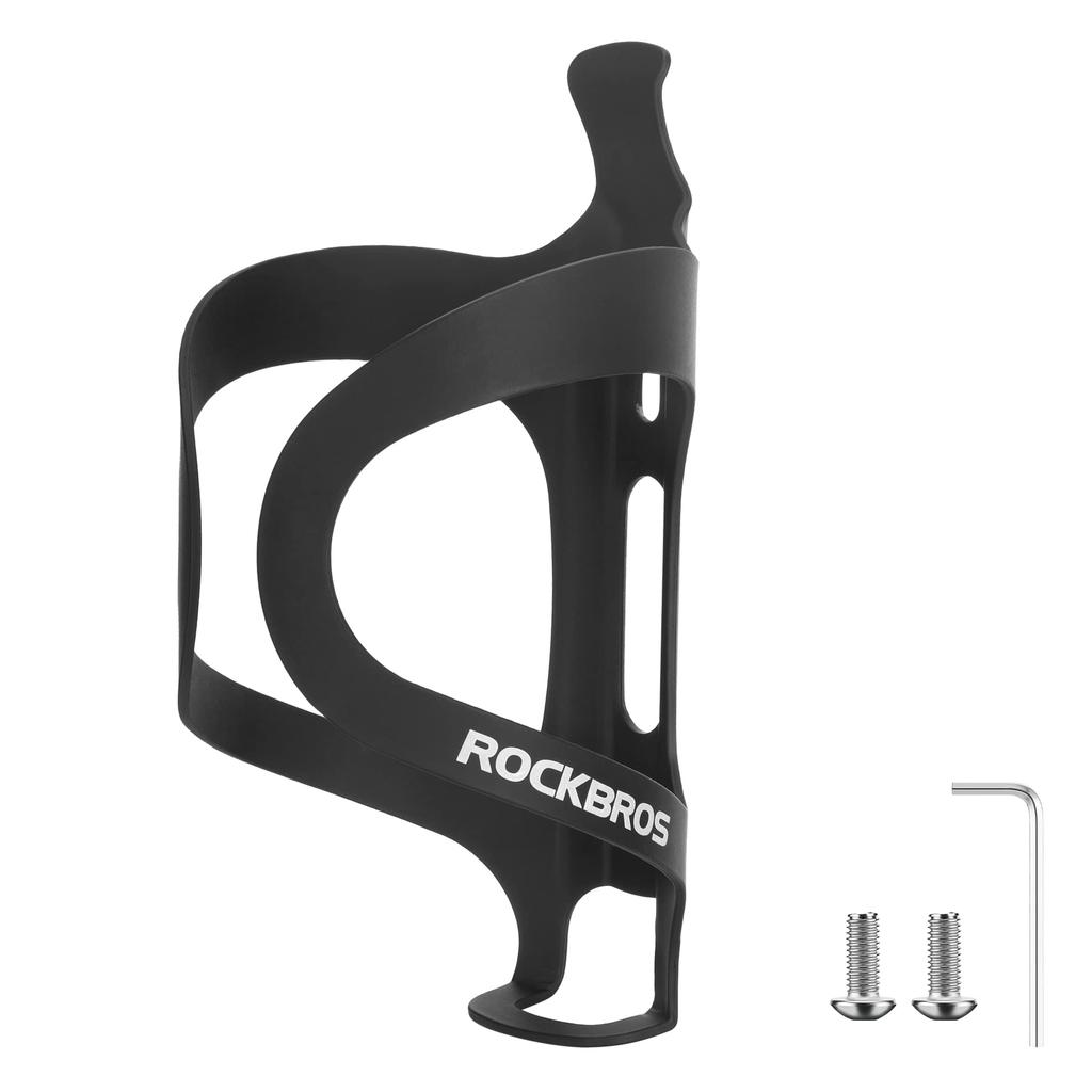 ROCKBROS Bicycle Bottle Aluminum Alloy with Rubberized Road Bike Bottle Includes Installation Black Cage/Drink Holder, Surface, Holder, Lightweight,