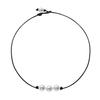 Europe, America, adjustable black leather rope imitation pearl necklace, women's fashionable and elegant handmade short necklace
