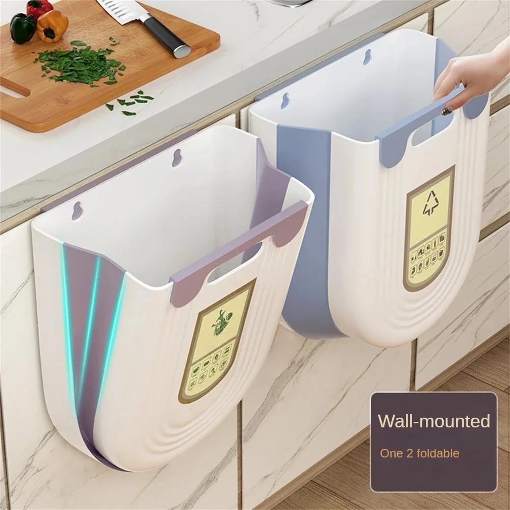 Hanging Kitchen Trash Can Foldable Small Trash Can Multifunctional Garbage Basket Suitable For Cabinets No Smell Kitchen Bins