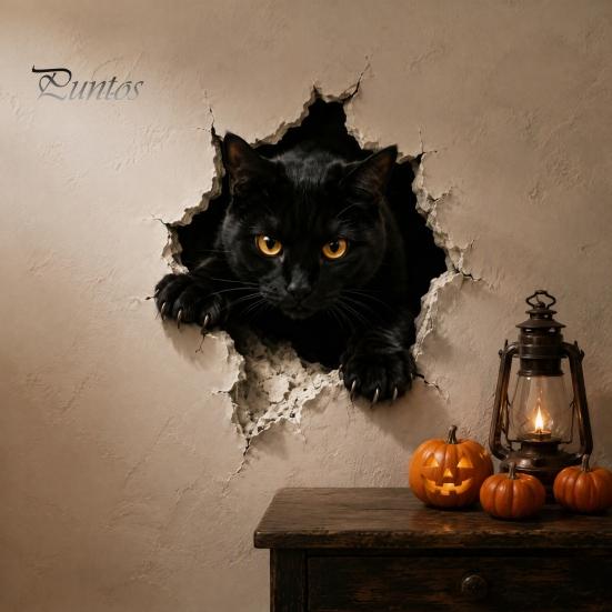 Seasonal Glass Door Stickers Halloween Break-in 3D Wall Decals, Spooky Breaking Through Walls Sticker, Illusion Indoor Outdoor Party Supplies