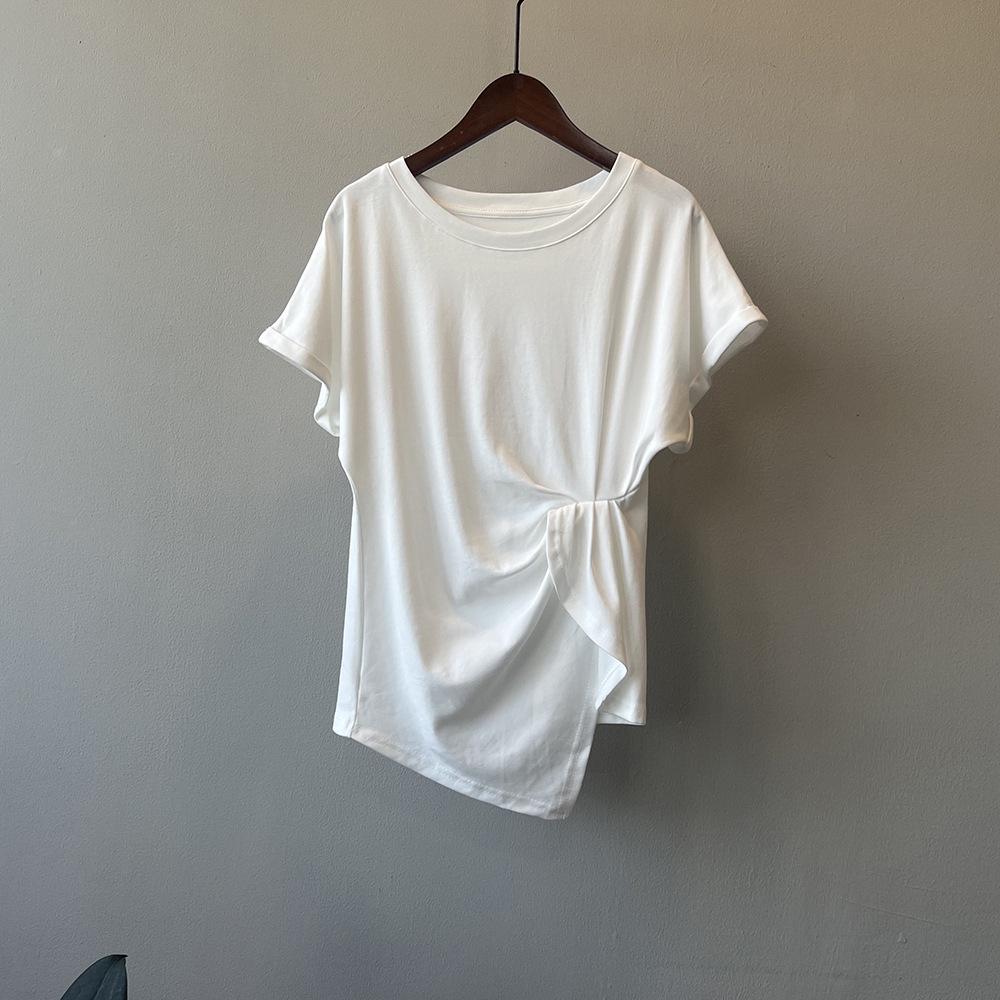 

Yan Shuang Women s Ruched Waist Irregular Neck T-shirt - Summer Design Medium