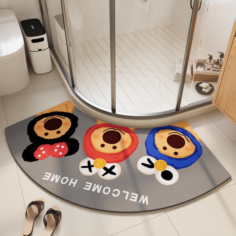 Diatom Mud Floor Mat Household Water Absorption Quick-drying Foot Mat Cartoon Puppy Bathroom Floor Mat Curved Bathroom Anti-slip Mat