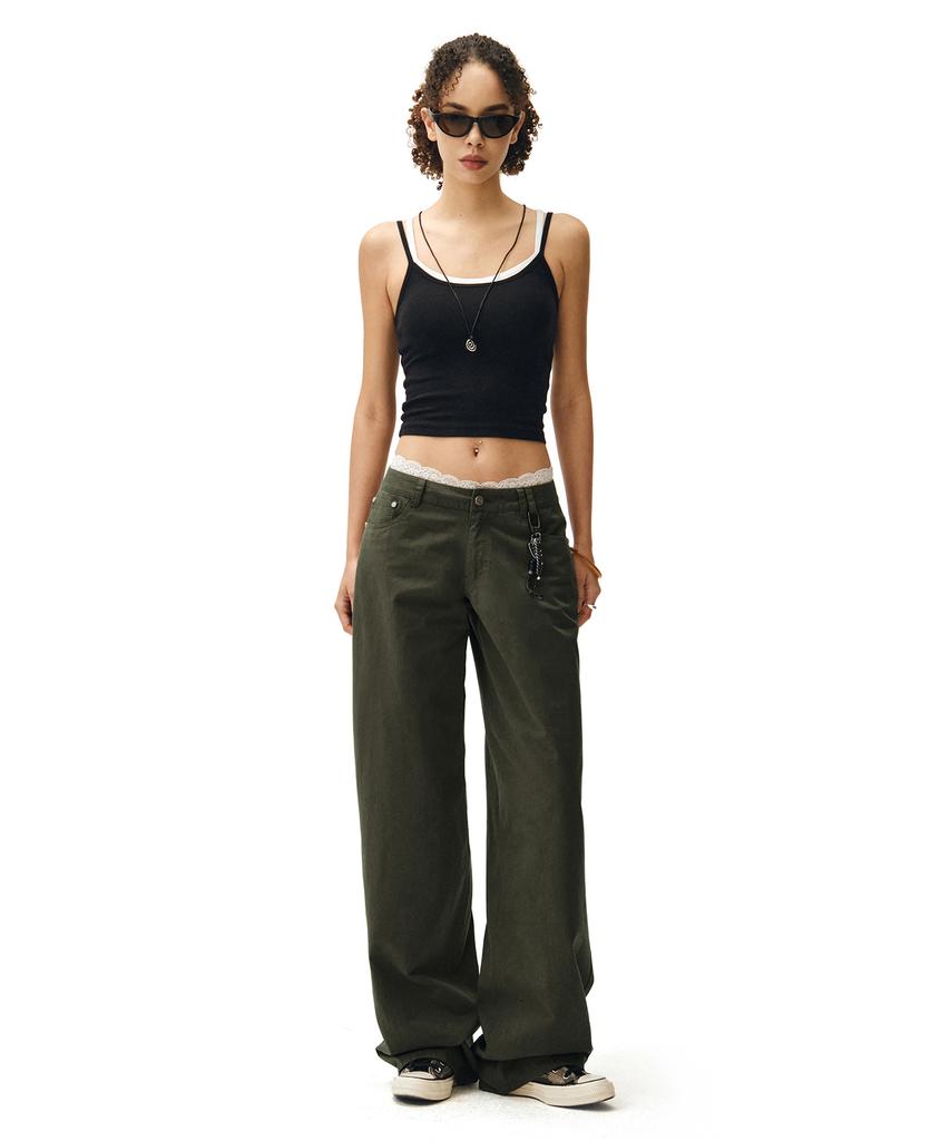 Deketeuumeon Signature Low Rise Wide Jeans Dcwpt004Khaki