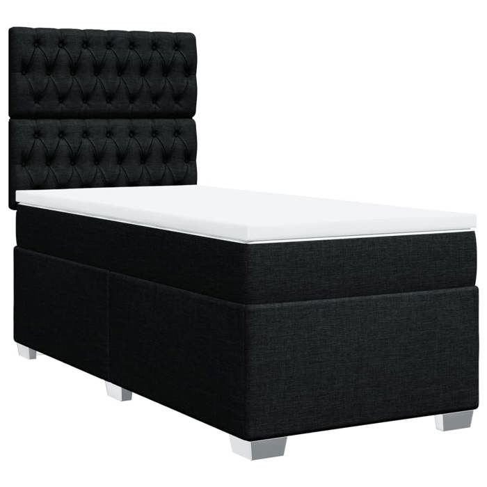 VidaXL Bed Slatted Base with Mattress Black 100x200 Cm Fabric, Bed, Platform Bed, Panel Bed, Bedroom Furniture 3292708