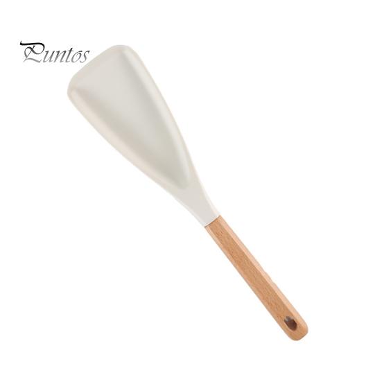Silicone Turner With Wooden Handle Spatula with Wood Heat Resistant Multifunction Proof Cooking Non Stick Kitchen Utensil for Mixing Baking