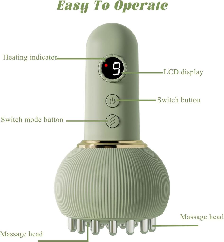 Handheld Heated Massager with 9 Adjustable Temperatures for Legs, Arms, Abdomen, and Body (Green)