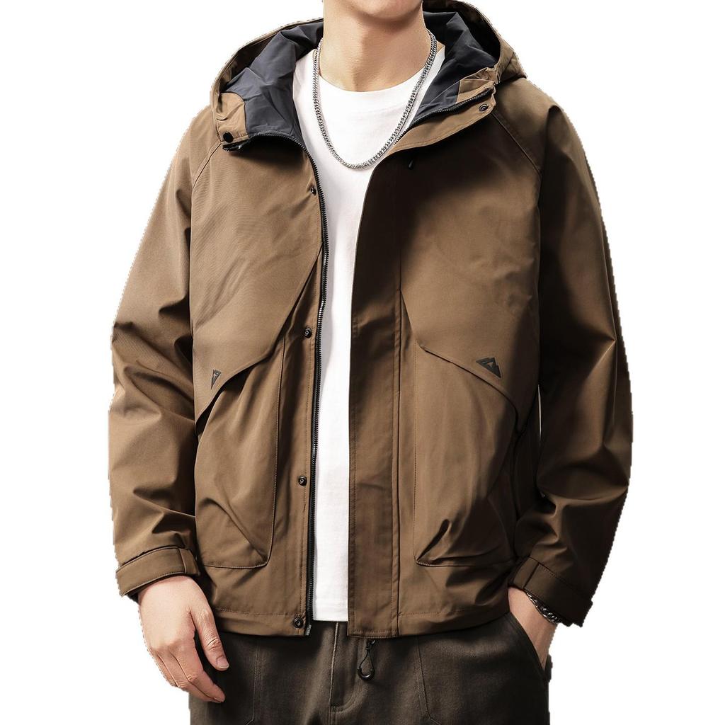 Premium Men's Outdoor Hooded Windbreaker - Functional, Durable, Autumn/Winter Jacket with Loose Fit and Three-Proof Technology