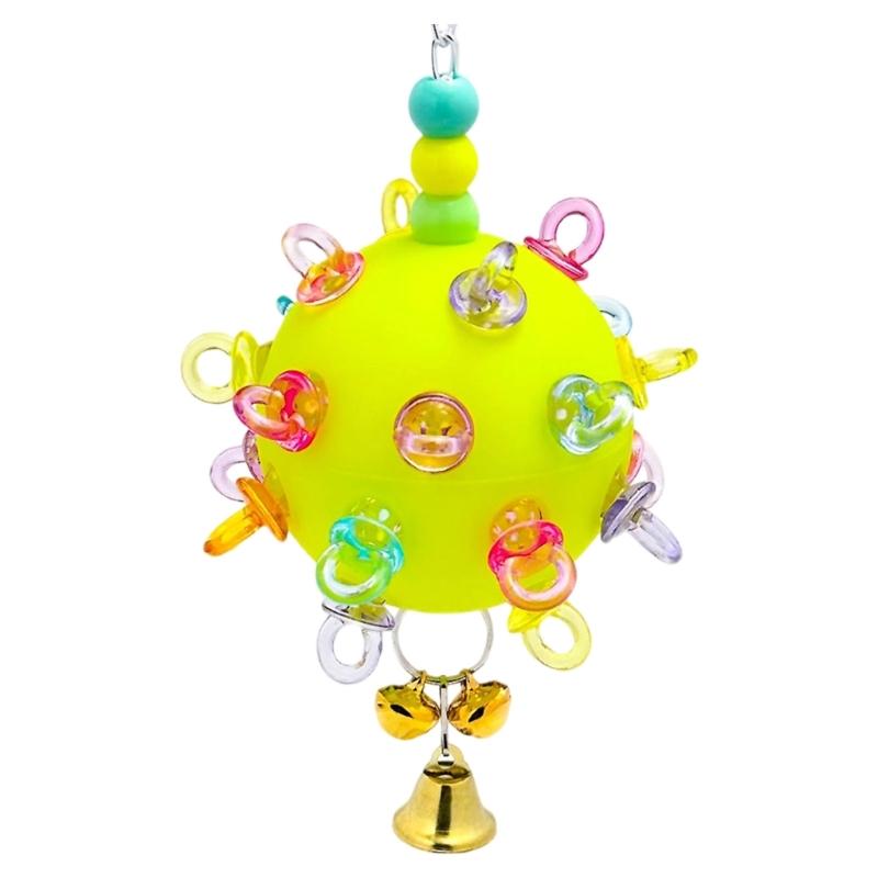 

Colorful Hanging Bird Toy Chewable Rubber Ball Parrots Chewing Toy For Parrots Cage Enrichment and Entertainment зелёный