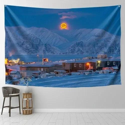 Starry Sky Snow Mountain Background Wall Decoration Tapestry Home Living Room Tapestry