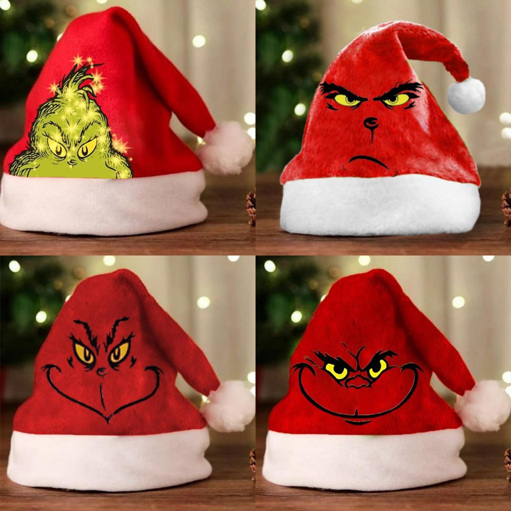 Grinch Christmas Hat With Thick Fleece For Winter Holiday Celebrations