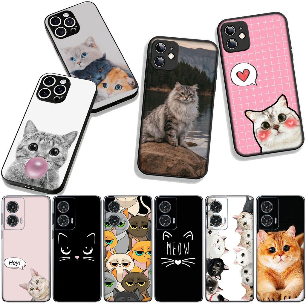 Cover for Samsung Galaxy A25 A37 A57 A12 A14 A31 A41 A50 A51 A70 A71 A72 A21S A04 M15 Note 20 9 8 10 Phone Case Cat Meow Cute
