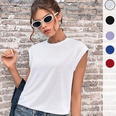 2023 Fashion Women Sleeveless Round Neck Solid Blouse Office Lady Loose Shirt Summer Elegant And Youth Casual Vest Top 25638