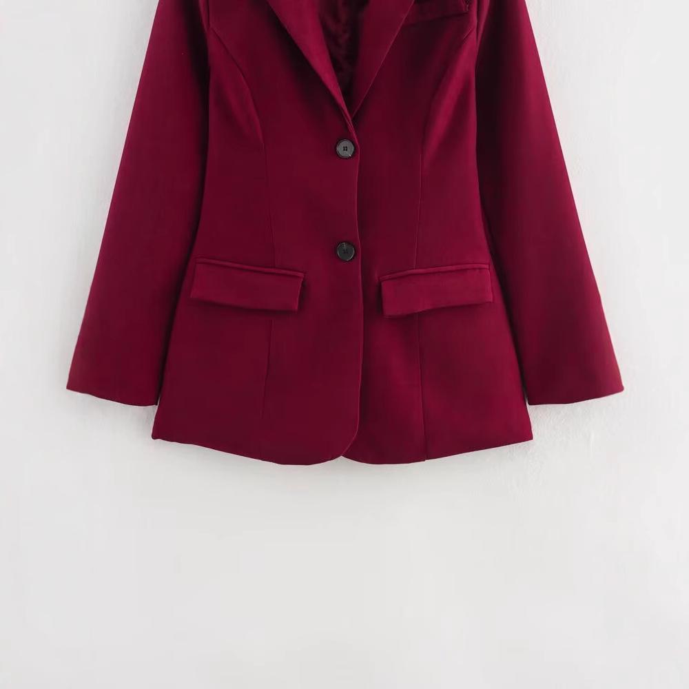 2025 Spring Women's European & American V-Neck Two-Button Slim Suit Jacket