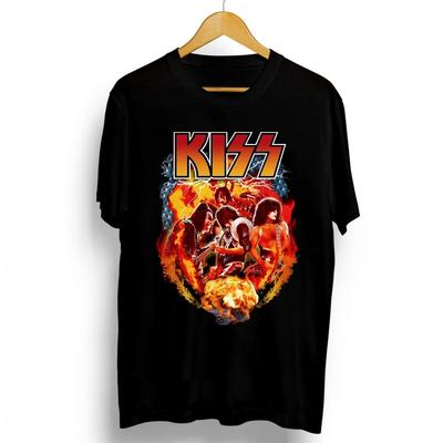 2021 Neue Mode Kiss Band Rock Buchstaben Poster Herren T-Shirt Grafik Lustig Lässig Kurzarm Rundhals Shirt Hip Hop Tees
