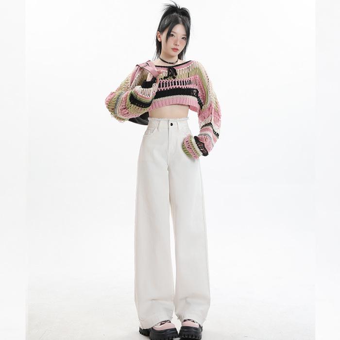 

Женские розовые джинсы Spotlight Moment Wide-Leg High-Waist, дизайн Raw Edge, коллекция Осень/Зима S