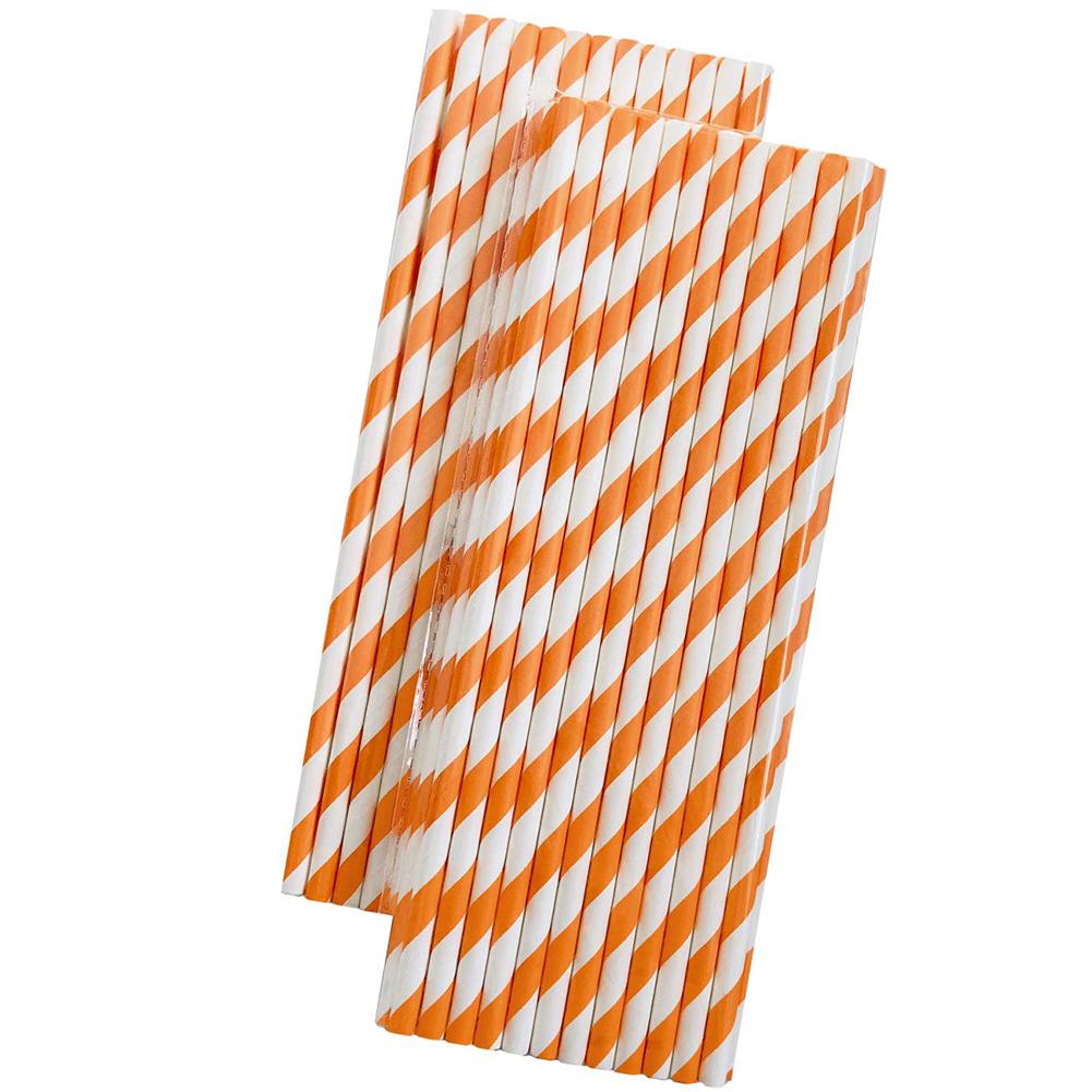 25pcs Striped Paper Straws Orange and White  Friendly Straws for Juice Soda коричневый