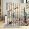 Retro Paris Tower Flower Oil Painting Shower Curtain Elegant Fabric Waterproof Bathroom Decor Screens Bath Curtains With 12 Hook