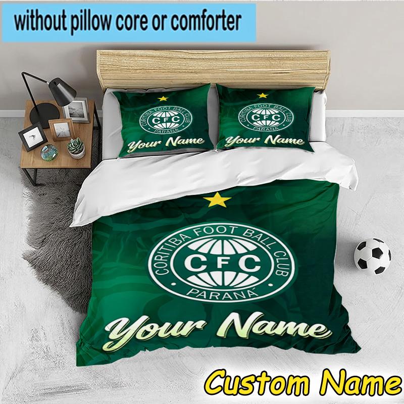 Custom Name Coritiba Football Club Emblem Bedding Set 3PCS Duvet Cover Closure Includes 1 Duvet Cover & 2 Pillowcases for All Seasons Bedroom Decor